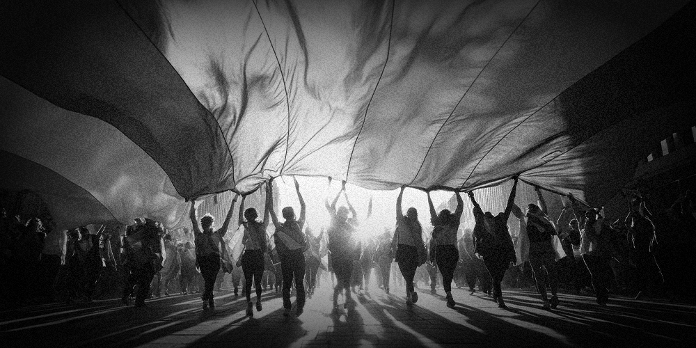 Sexual Identity Pride Flag With Queer People